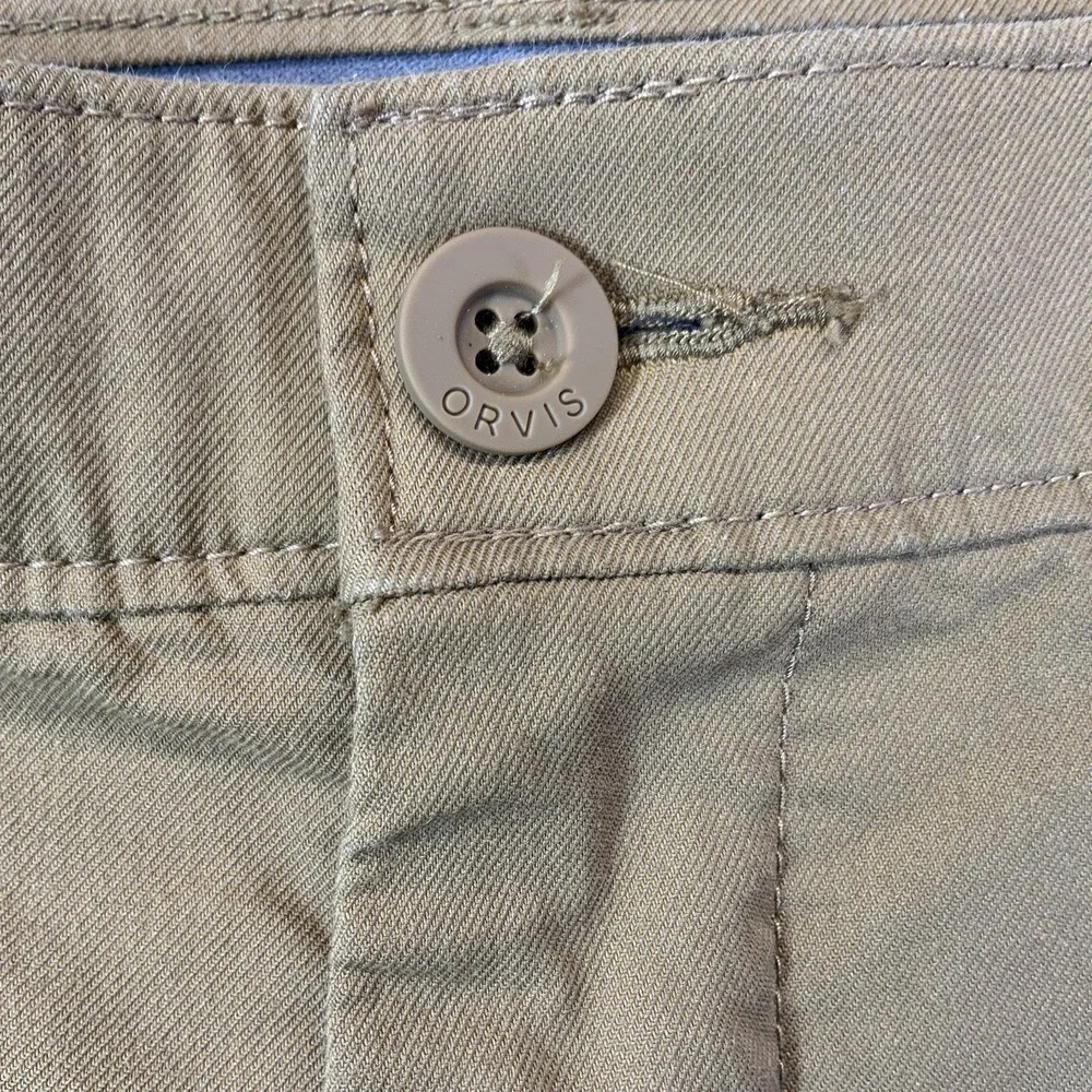 Orvis Khaki Brown Pants Men's Sz 38x30 Cotton Nylon Lycra Hiking Camping EUC